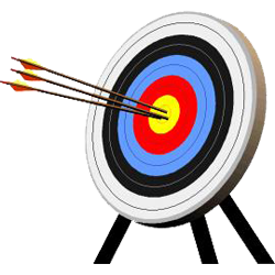 Target shooting with bullseye and arrows