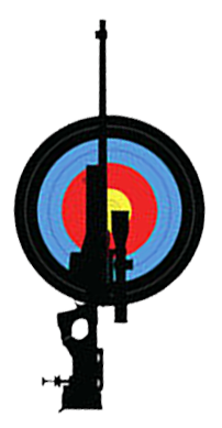 Target shooting with bullseye and gun