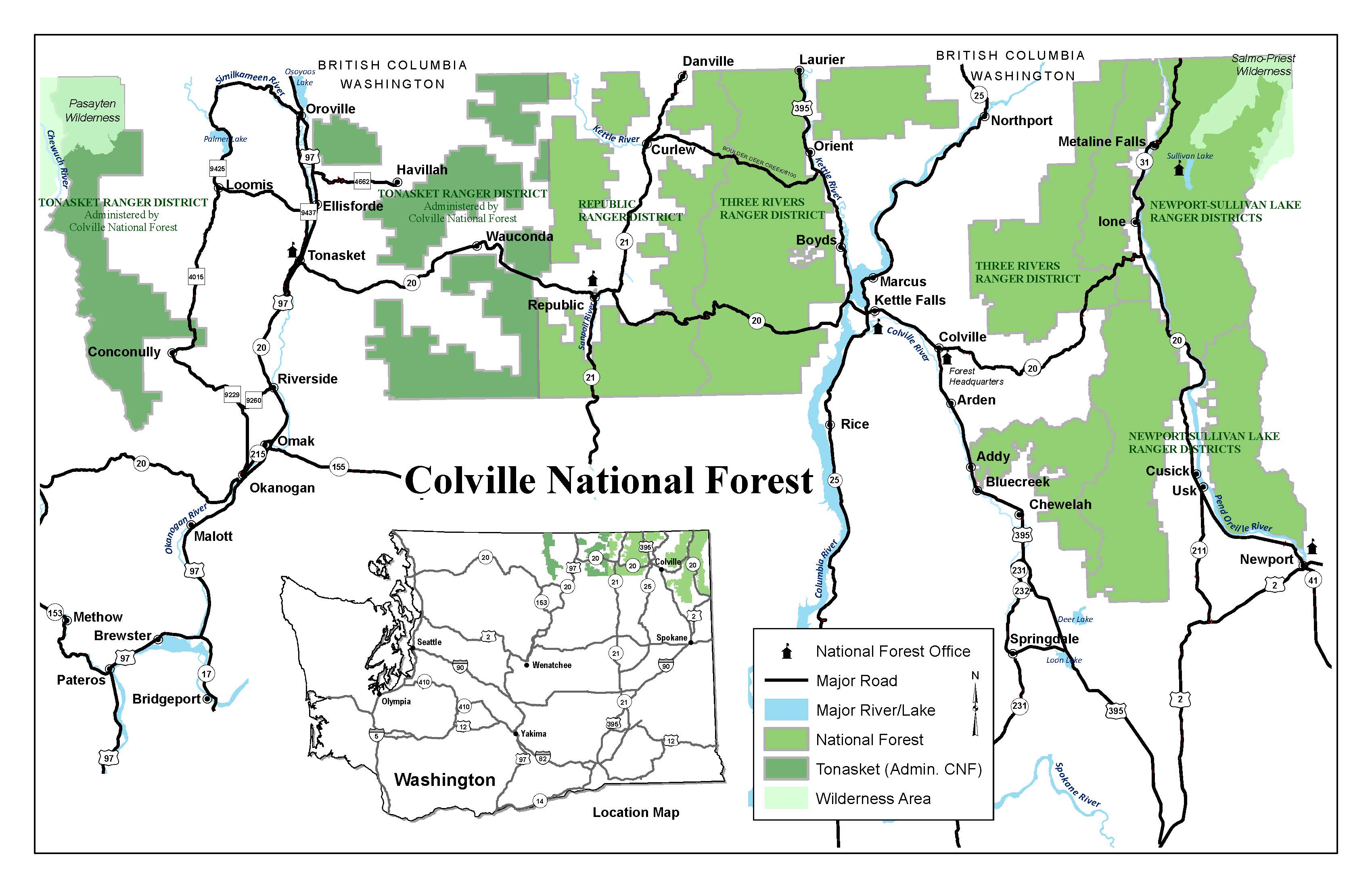 Colville National Forest Vicinity Map