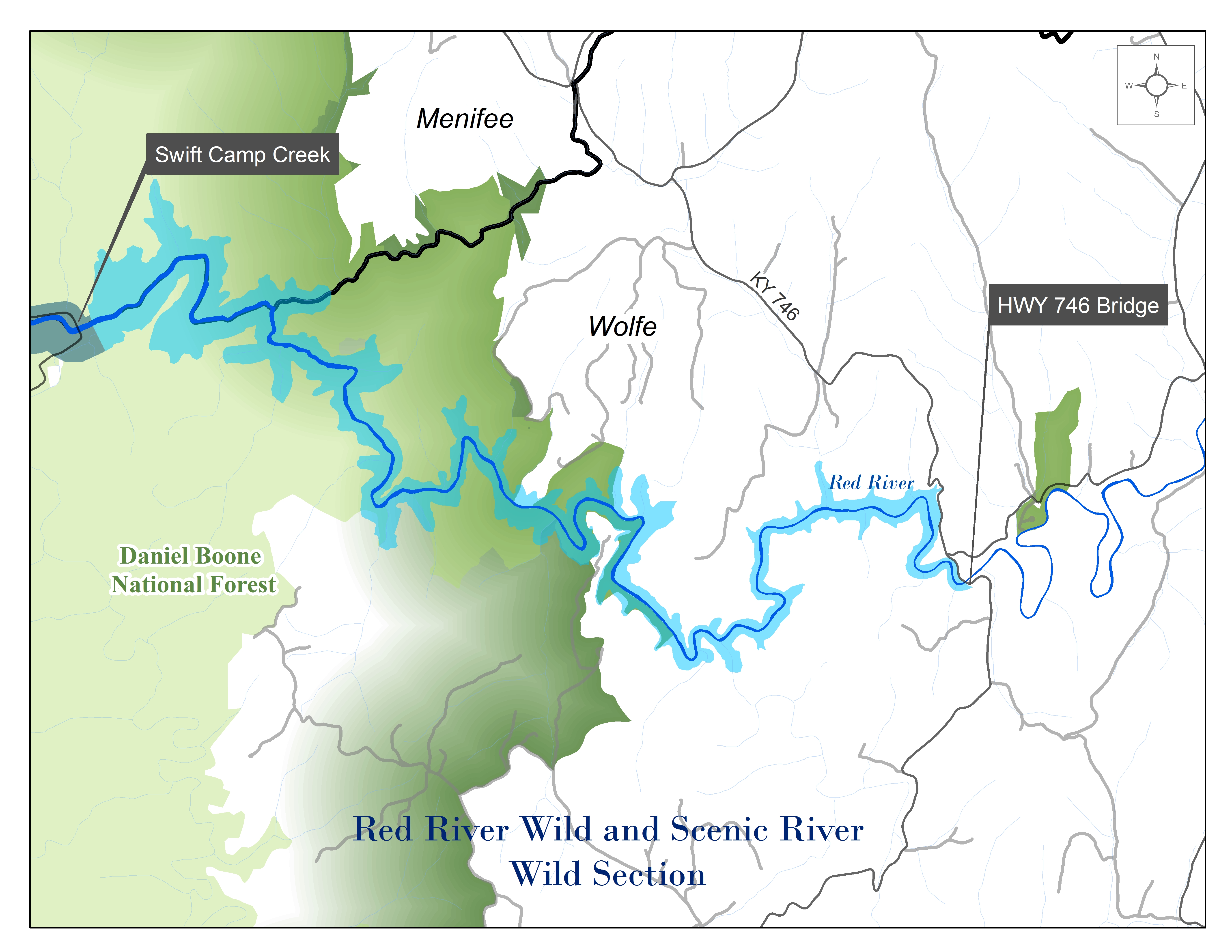 Map of the Wild Section of the Wild and Scenic Red River.