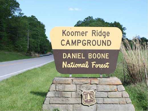 Koomer Ridge Campground Sign