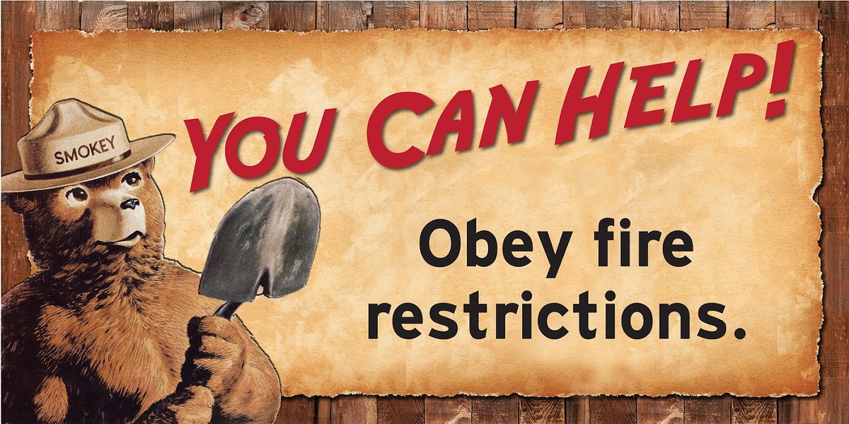 Graphic with Smokey Bear encouraging you to follow fire restrictions.
