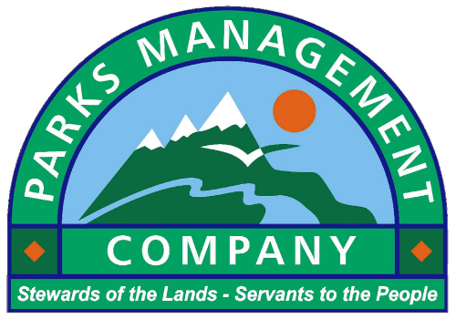 Parks Management Company Logo shows a mountain and river