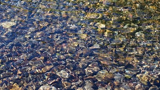 Image of clear water over rocks.
