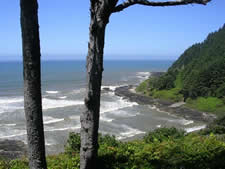 view out over Pacific Ocean from Cape Perpetua Visitor Center