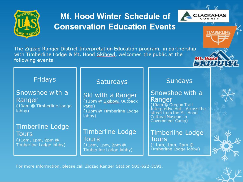 Blue screenshot showing schedule of winter conservation education calendar