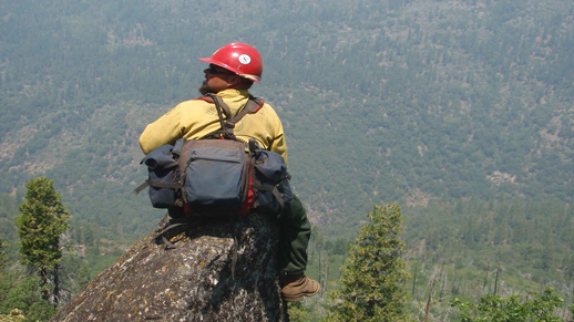 Hotshot crew members, like former Stanislaus Hotshot Damon Carson-Hull, are solid as a rock when it comes to suppression techniques.  USFS Photo.