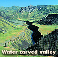 Water carved valley
