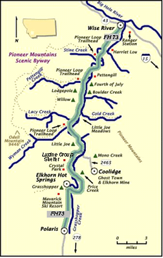 Pioneer Mountains Montana Map Beaverhead-Deerlodge National Forest - Special Places