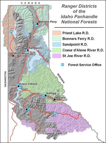 Map of Ranger Districts
