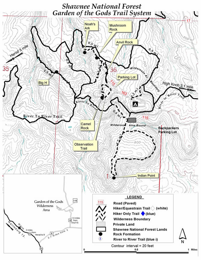 garden of the gods map. Map of Garden of the Gods