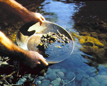 Photo of a pan being used to pan for gold.