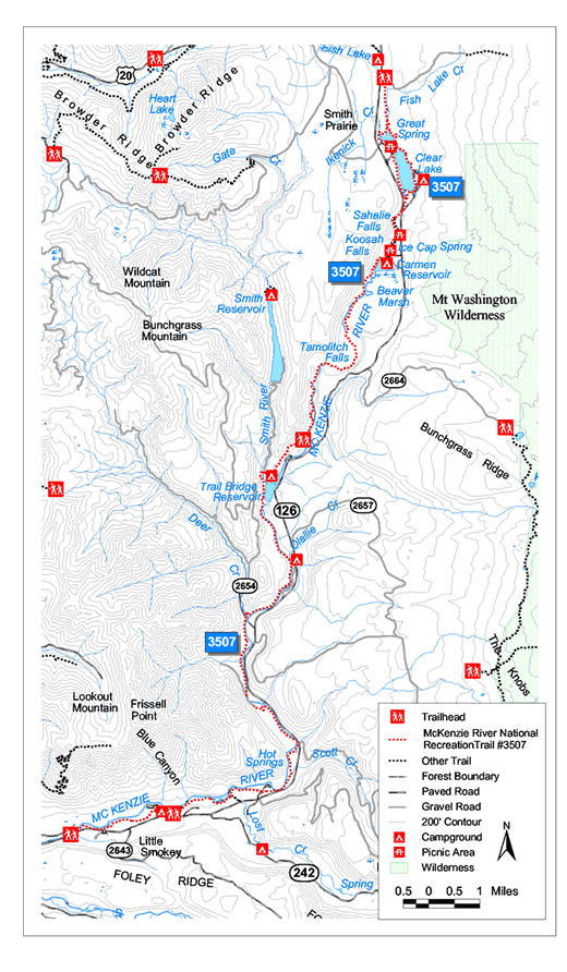 map of Upper McKenzie trail area