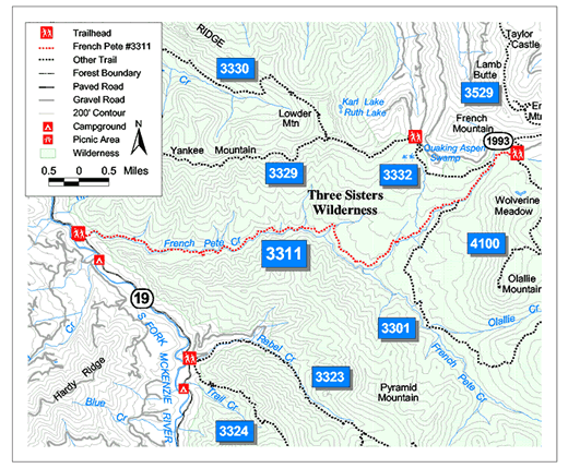 Map of French Pete trail
