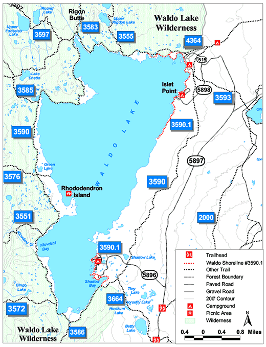 Map of Waldo Shoreline trail