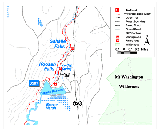 Map of Water Falls Loop trail