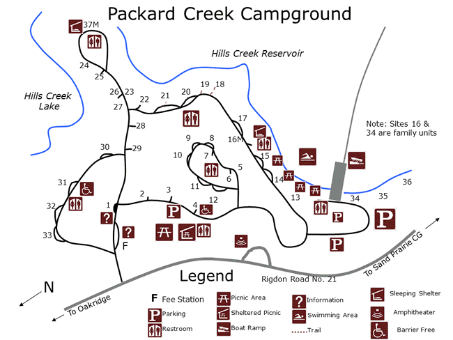 Packard Creek Campground Map