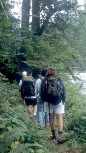 Hikers along the Old Sauk River Trail.