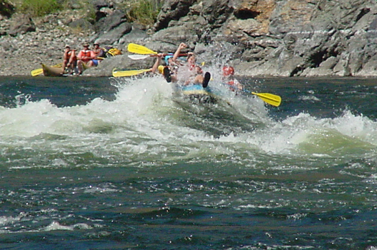 Raft runnig the Bernard Rapid on the Snake River