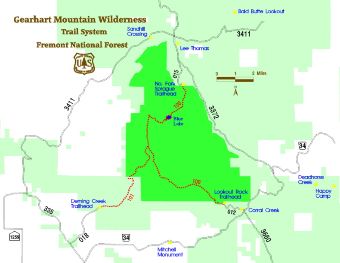 Gearhart Mountain Wilderness Trail Map