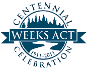 A blue version of the Weeks Act Centennial Logo