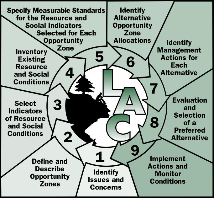 Graphic showing 9 steps of LAC process