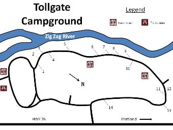 Site map of Tollgate campground