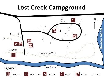Site map of Lost Creek campground