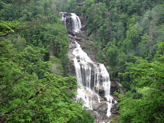 View of water cascading over Whitewater Falls