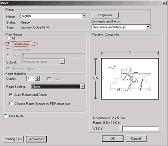 Screen capture of Printer dialog box