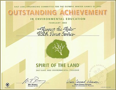 Certificate for outstanding achivement in environmental education