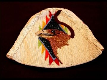 Image of a beaded hat with an eagle design