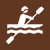 Kayaking icon - White figure kayaking inside a brown square