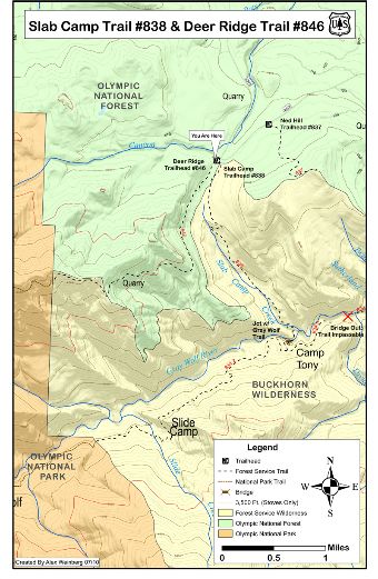 Slab Camp Trail #838 and Deer Ridge Trail #846 Map.