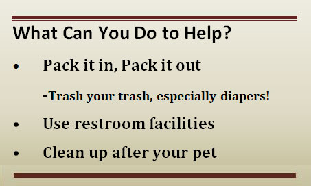 graphic: What Can You Do to Help? - Pack out your trash- Use designated restrooms, dispose of waste