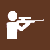 Hunting icon - Brown square with white figure holding a rifle