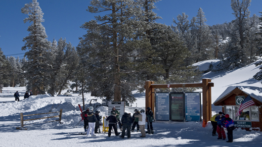 Color photo of meeting location for Ski with a Ranger at the top of the gondola.