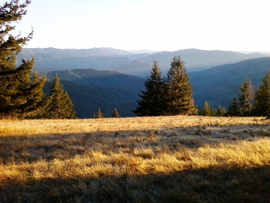 High Dome, a natural grass meadow with a view of mountains and high peaks, 12/24/2011.