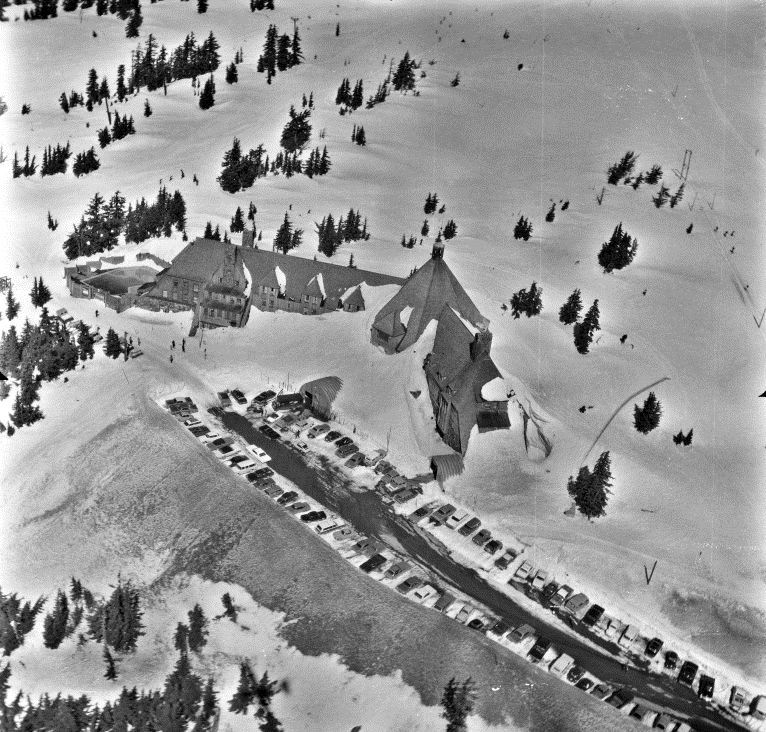 Aerial view of Timberline Lodge