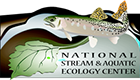 National Stream and Aquatic Ecology Center logo showing an illustrated Trout fish swimming over the logo text. 