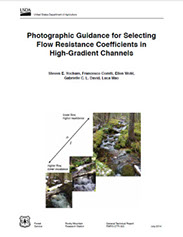 Image of publication cover titled Photographic Guidance for Selecting Flow Resistance Coefficients in High-Gradient Channels.