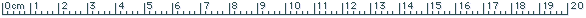 Graphic of a rule displaying centimeters from 0 to 20.