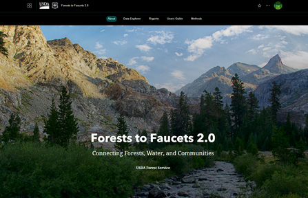 Forests to Faucets story map and map viewer screen capture.