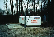 Photo of a gas tank with a large "Flammable" sign
