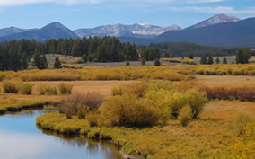 The Big Hole Valley along Montana Highway 43 on the Beaverhead-Deerlodge National Forest is one of the picturesque scenes which drivers will find along the route of the Nez Perce National Historic Trail.