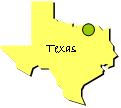 Graphic of Texas, a green dot showing the location of the National Grassland.