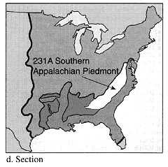 Map of Southern Appalachien Piedmont