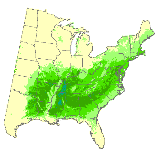 Average of 3 GCM, Moderate emissions (RCP 8.5) for southern red oak
