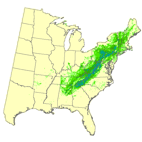 Average of 3 GCM, Moderate emissions (RCP 4.5) for chestnut oak