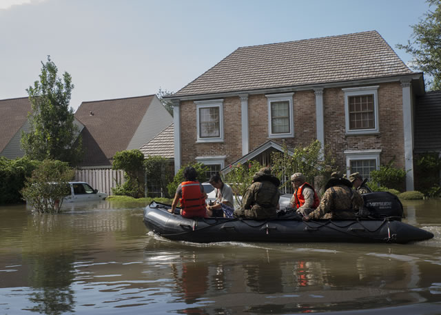 Photo of a flooded neighborhood in Houston, after Hurricane Harvey. U.S. Marine Corps photo by Lance Cpl. Niles Lee